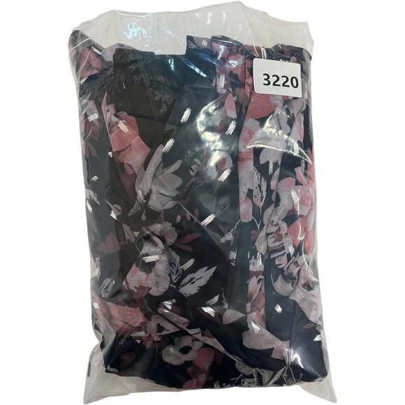 Eliza J Dress Womens 6 Black Pink Floral Maxi Wrap Chiffon Metallic Wimsigoth - Picture 15 of 16